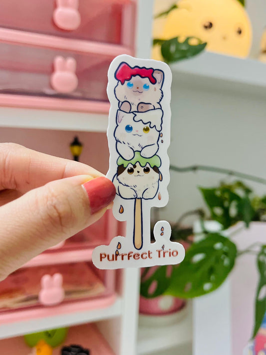 Kawaii Cat Dango Sticker: Japanese Dessert Vinyl Decal