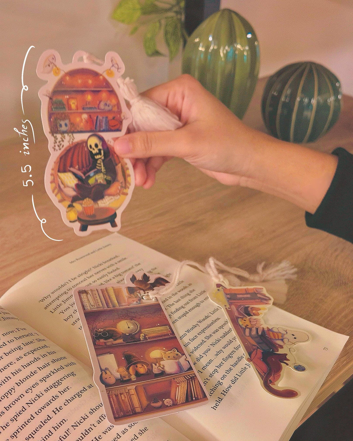 Spooky Skeleton Bookmark | Cute Halloween Ghost Bookshelf | Cozy Goth Bookish Gift | Horror Reader Accessory | Fall Book Lover Gift
