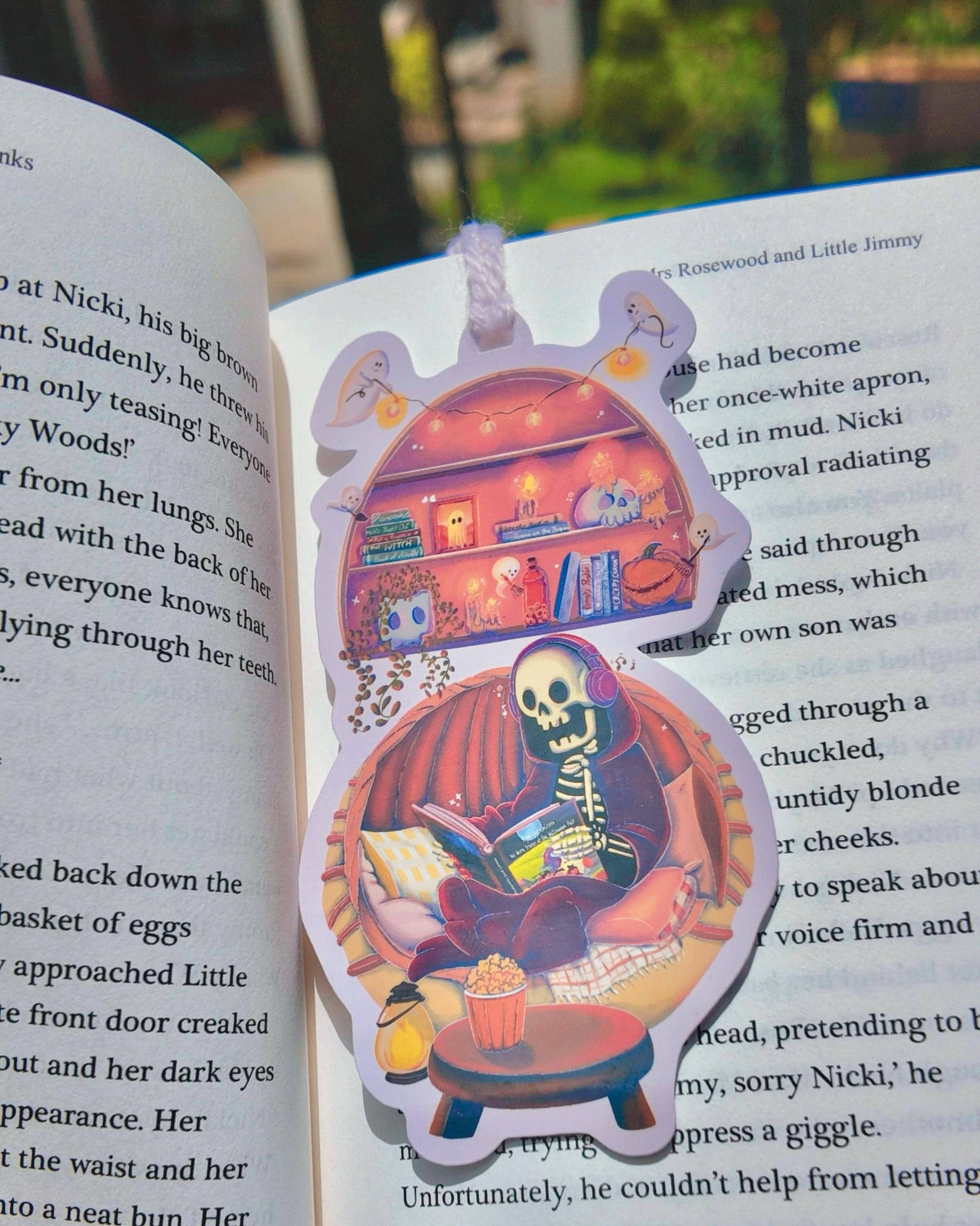 Spooky Skeleton Bookmark | Cute Halloween Ghost Bookshelf | Cozy Goth Bookish Gift | Horror Reader Accessory | Fall Book Lover Gift
