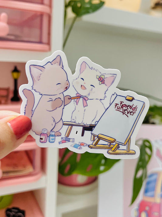 Best Friend Sticker – Cute Best Friend Vinyl Sticker – Handmade Gift for Cat Lovers, Journals, Scrapbooks and Laptops