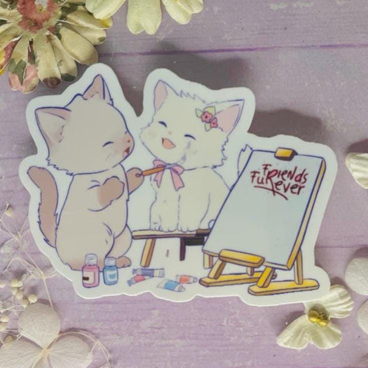 Best Friend Sticker – Cute Best Friend Vinyl Sticker – Handmade Gift for Cat Lovers, Journals, Scrapbooks and Laptops