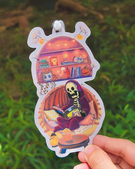 Spooky Skeleton Bookmark | Cute Halloween Ghost Bookshelf | Cozy Goth Bookish Gift | Horror Reader Accessory | Fall Book Lover Gift