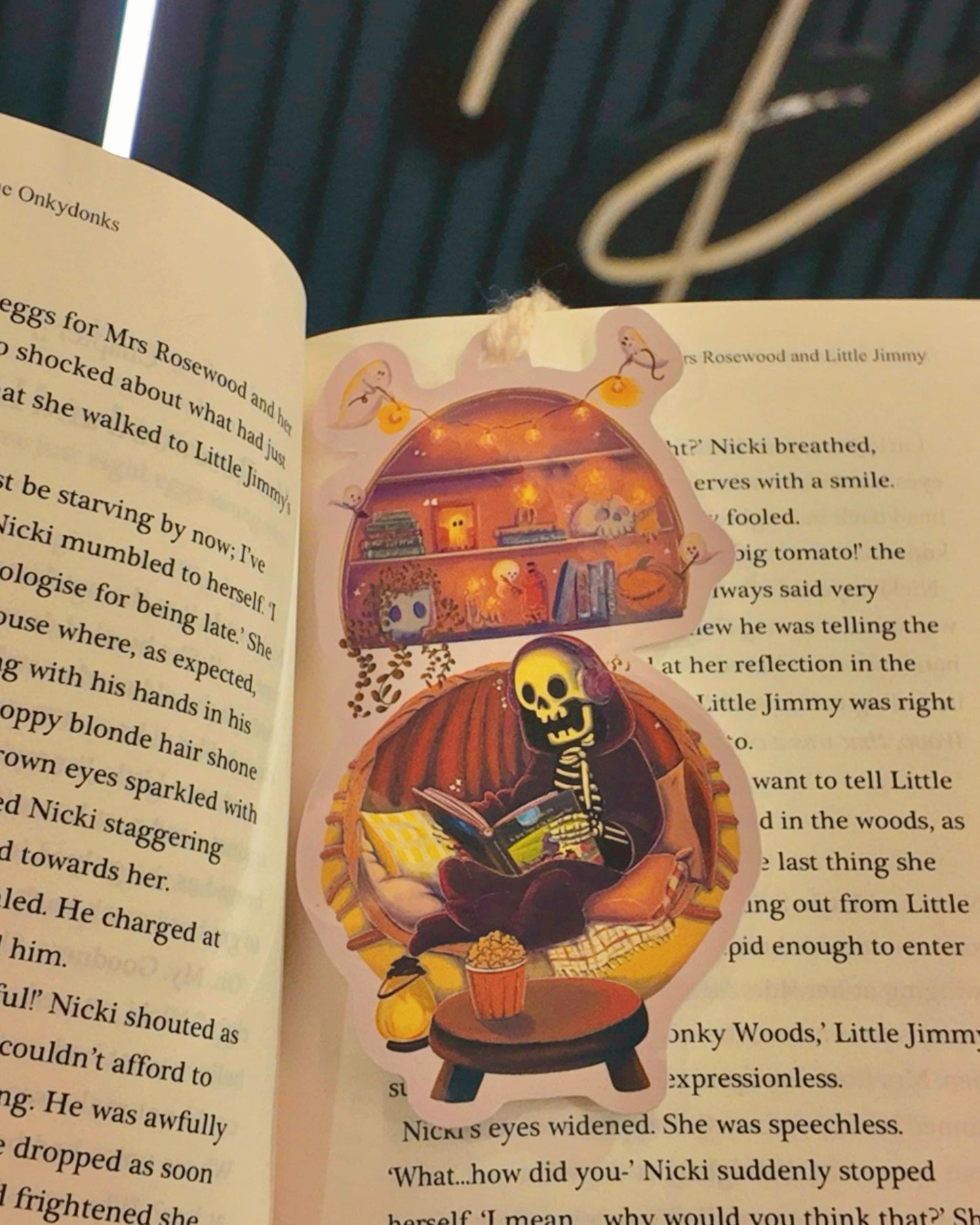 Spooky Skeleton Bookmark | Cute Halloween Ghost Bookshelf | Cozy Goth Bookish Gift | Horror Reader Accessory | Fall Book Lover Gift