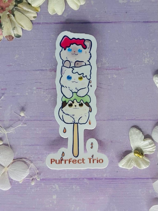 Kawaii Cat Dango Sticker: Japanese Dessert Vinyl Decal